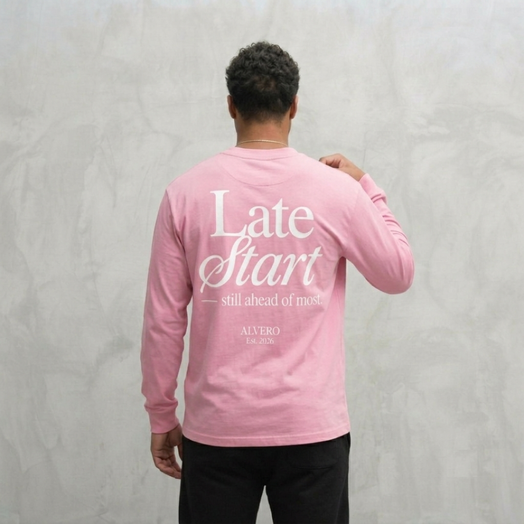1015 LONGSLEEVE- ROZE/WIT
