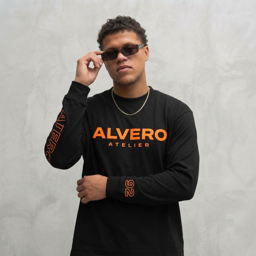 1003-1 LONGSLEEVE- ORANJE/ZWART