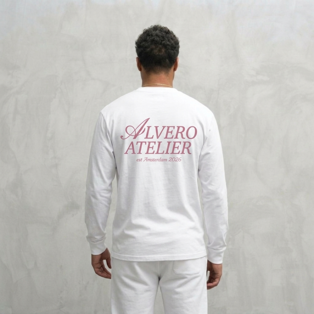 1005 LONGSLEEVE- ROZE/WIT