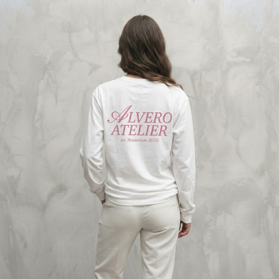 1005 LONGSLEEVE- ROZE/WIT