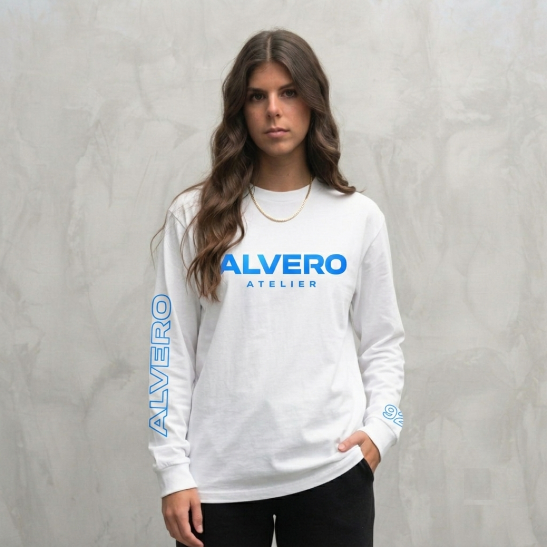 1002-2 LONGSLEEVE- BLAUW/WIT