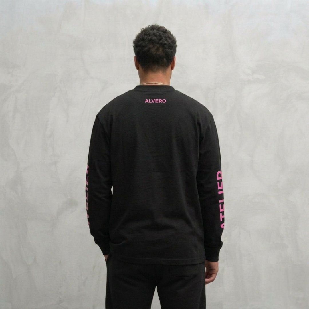 4025 LONGSLEEVE - ZWART/ROZE