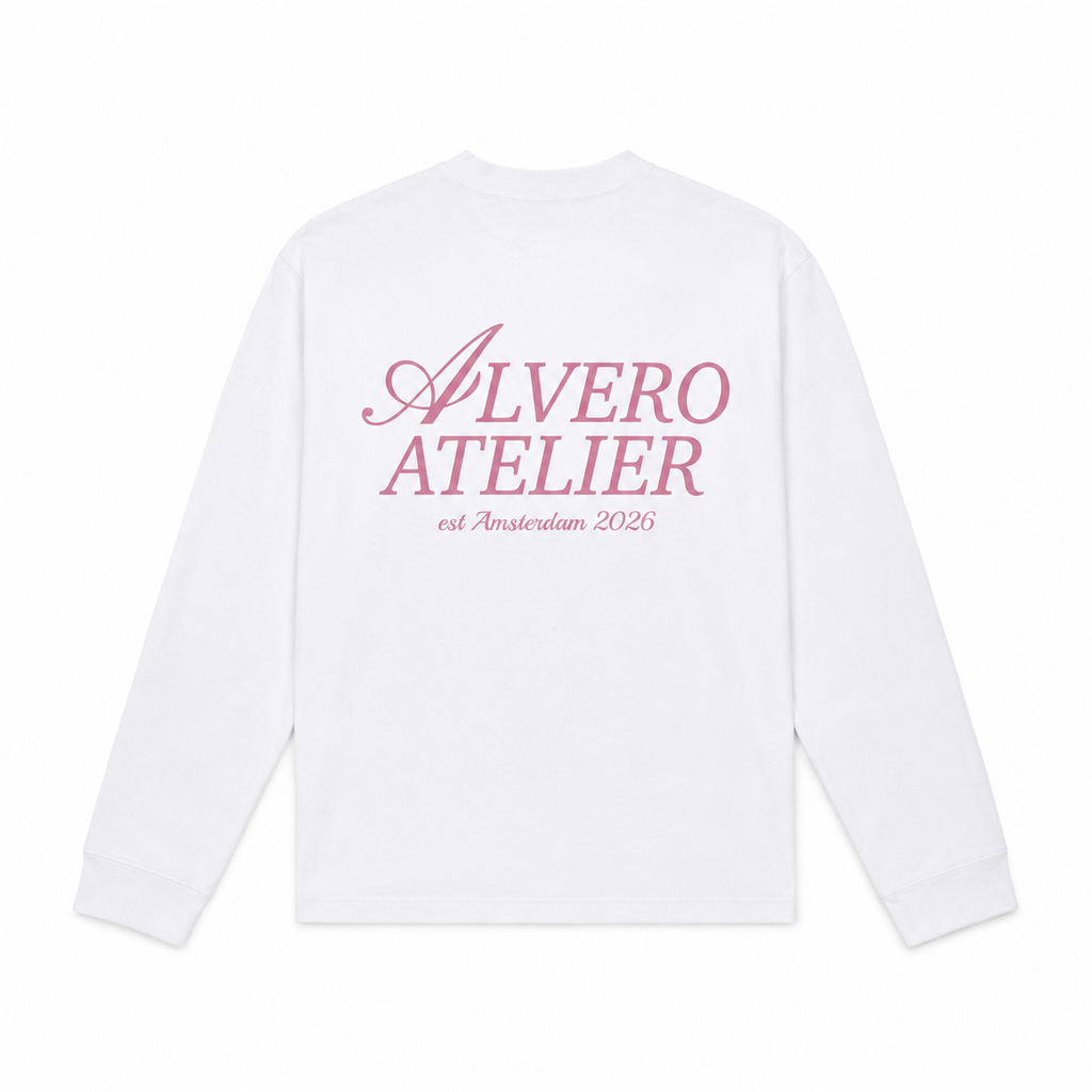 1005 LONGSLEEVE- ROZE/WIT