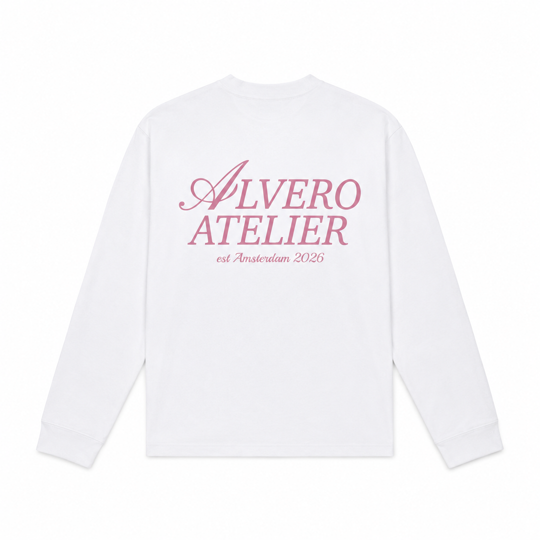 1005 LONGSLEEVE- ROZE/WIT
