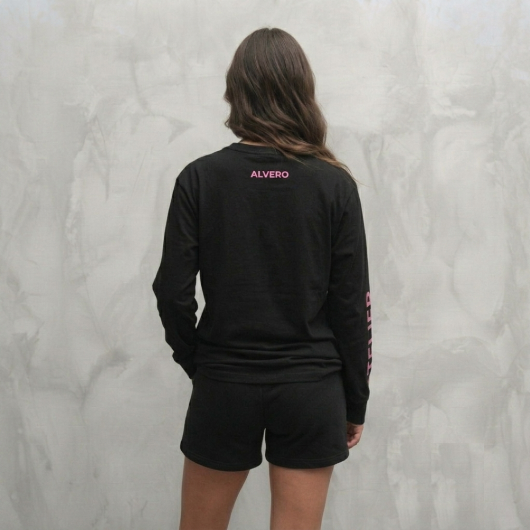 4025 LONGSLEEVE - ZWART/ROZE