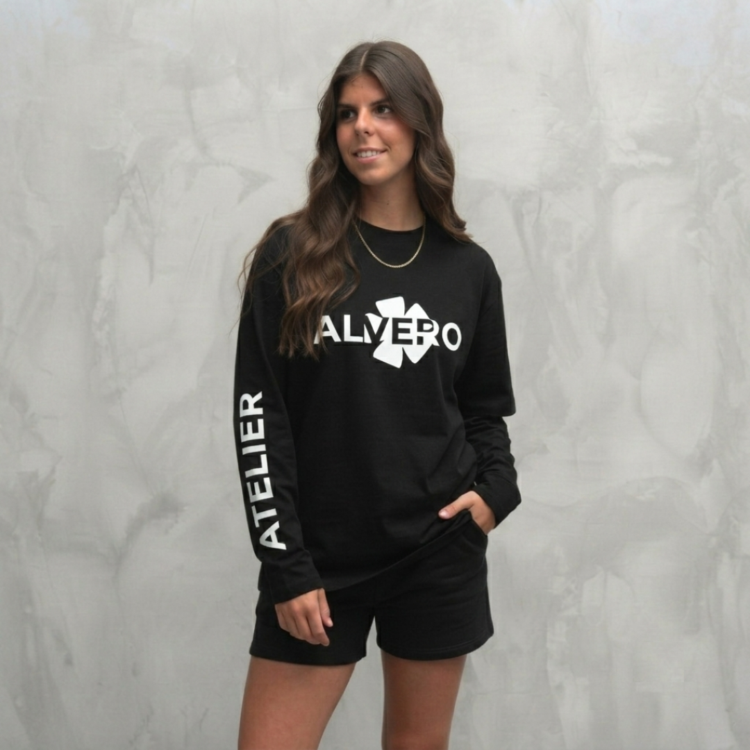 4023 LONGSLEEVE - ZWART/WIT