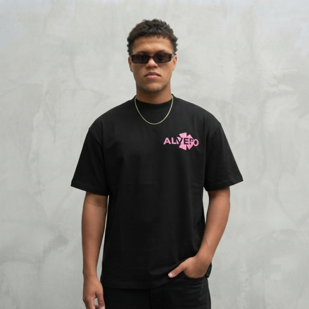 4003 T-SHIRT ZWART/ROZE