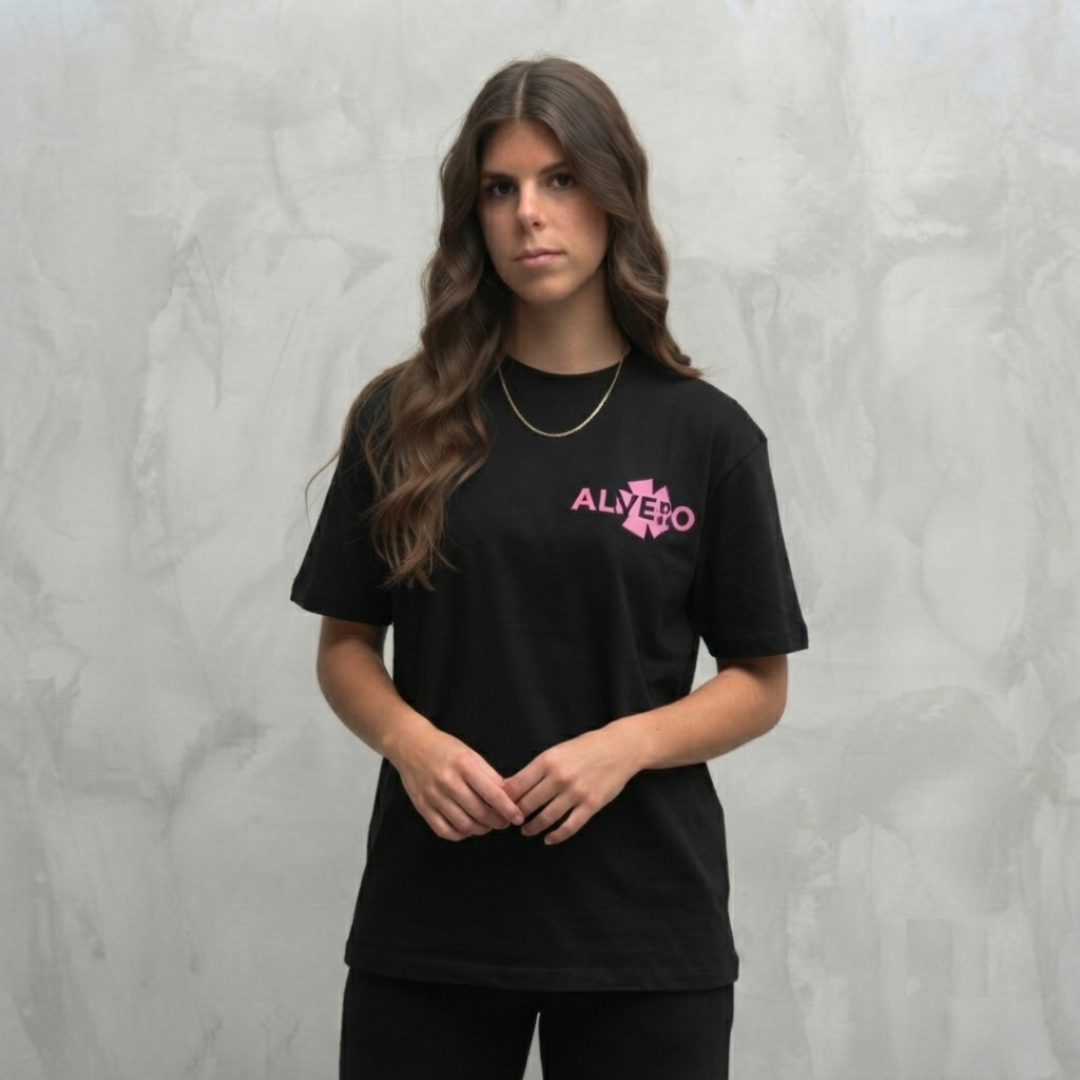4003 T-SHIRT ZWART/ROZE
