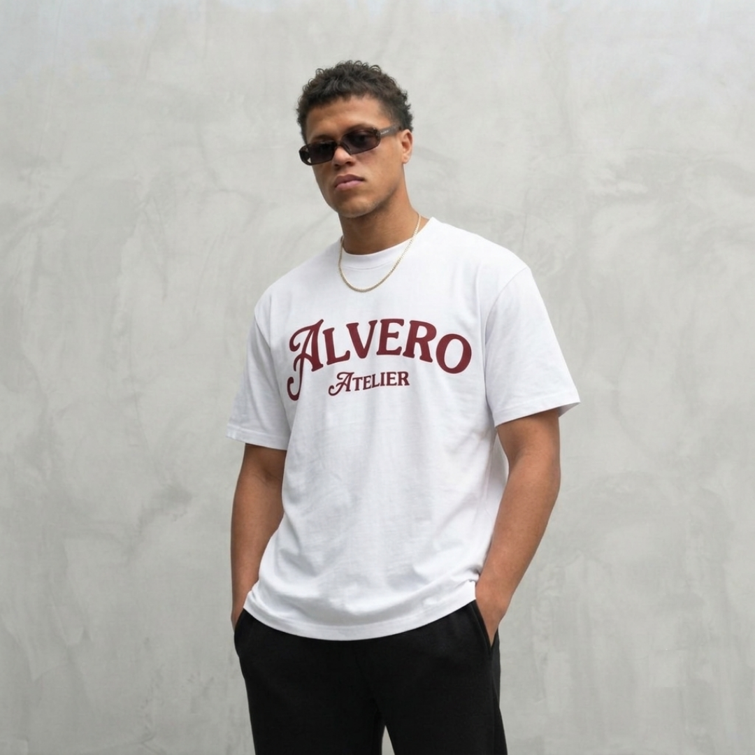 3033 T-SHIRT BLANC/ROUGE BORDEAUX