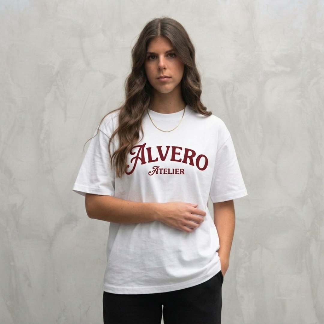 3033 T-SHIRT BLANC/ROUGE BORDEAUX