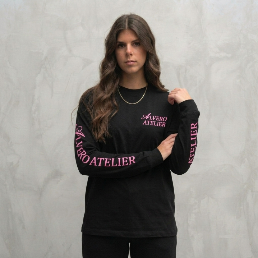 3032- LONGSLEEVE ZWART/ROZE