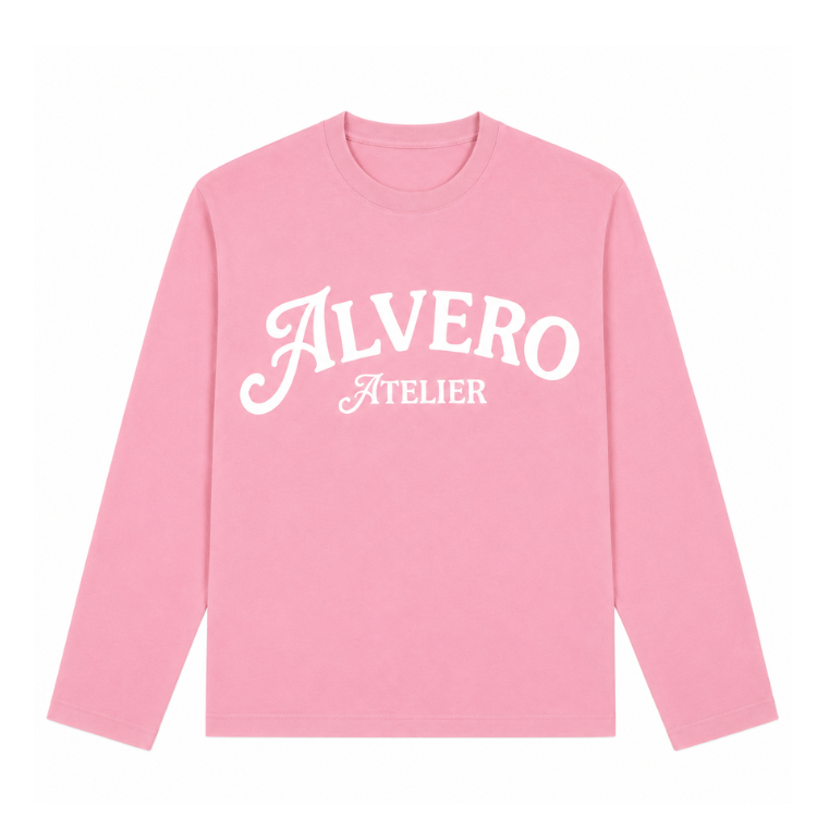 1015 LONGSLEEVE- ROZE/WIT