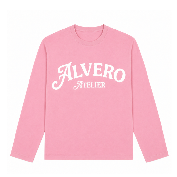 1015 LONGSLEEVE- ROZE/WIT