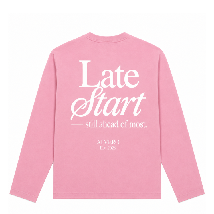 1015 LONGSLEEVE- ROZE/WIT