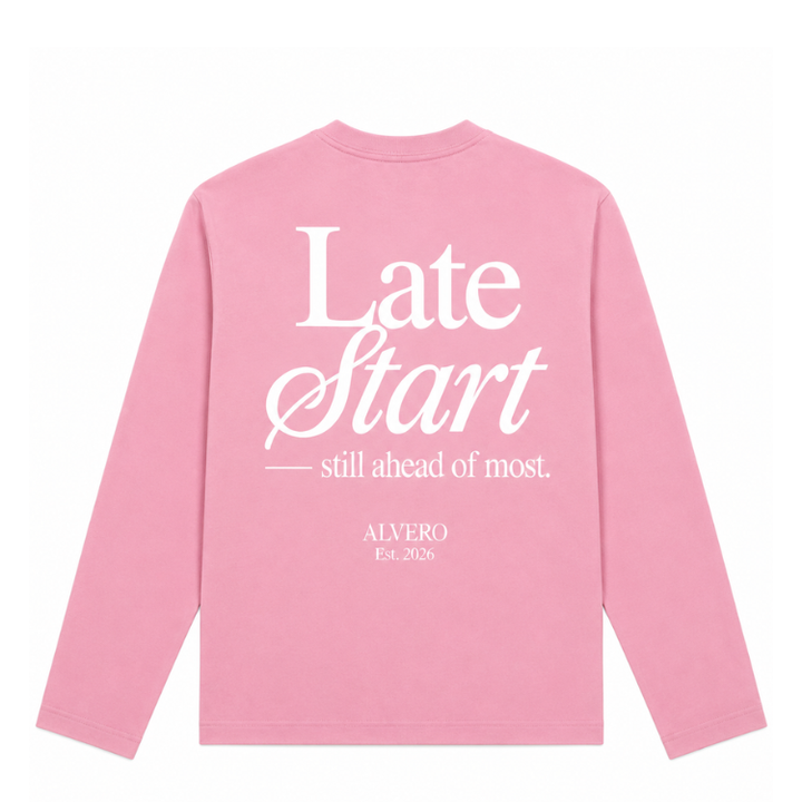 1015 LONGSLEEVE- ROZE/WIT