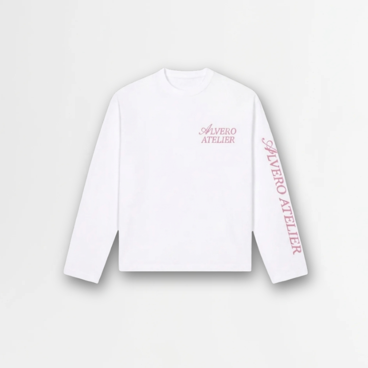 1005 LONGSLEEVE- ROZE/WIT