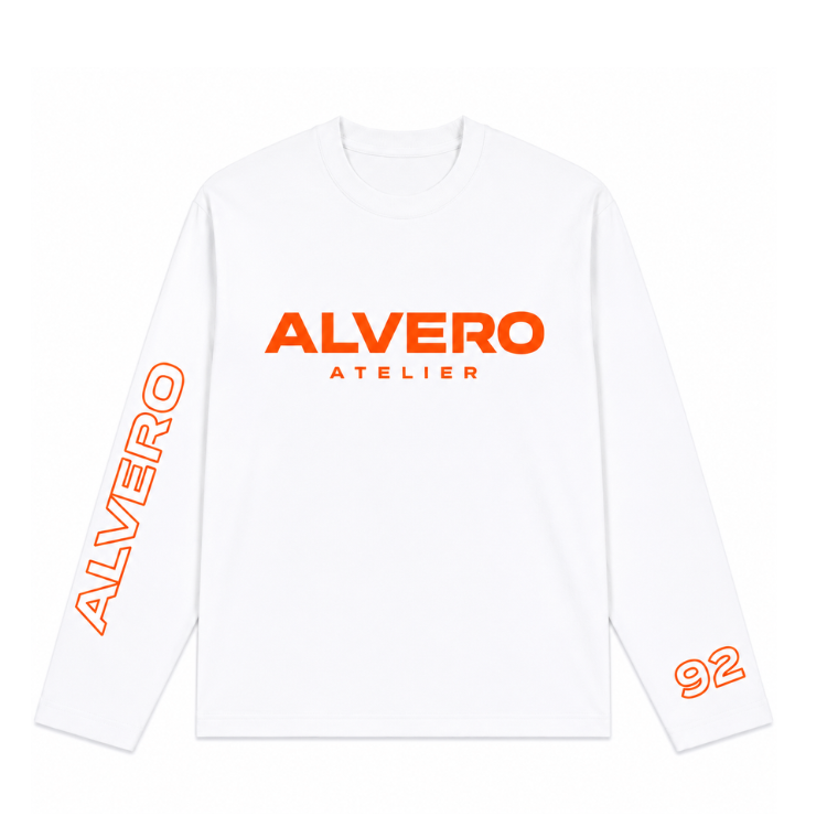 1002-1 LONGSLEEVE- ORANJE/WIT