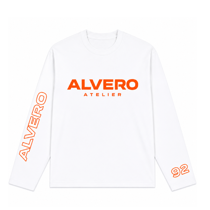 1002-1 LONGSLEEVE- ORANJE/WIT