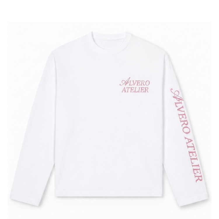 1005 LONGSLEEVE- ROZE/WIT
