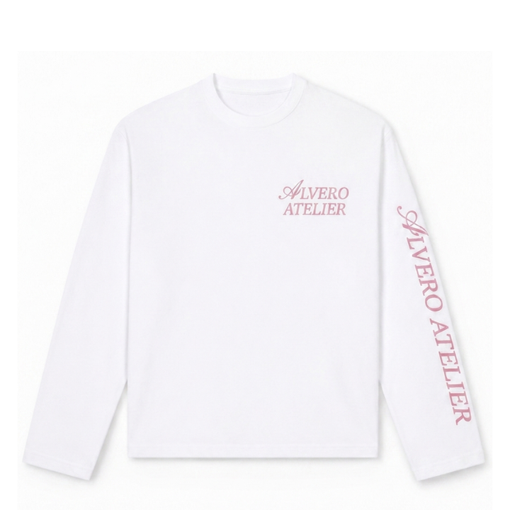 1005 LONGSLEEVE- ROZE/WIT