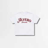 3033 T-SHIRT WIT/BORDEAUX ROOD