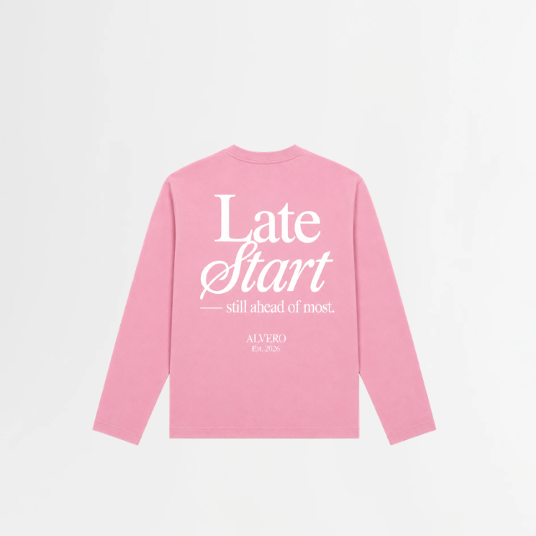 1015 LONGSLEEVE- ROZE/WIT