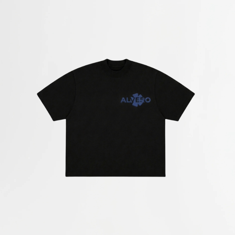 4002 T-SHIRT ZWART/BLAUW