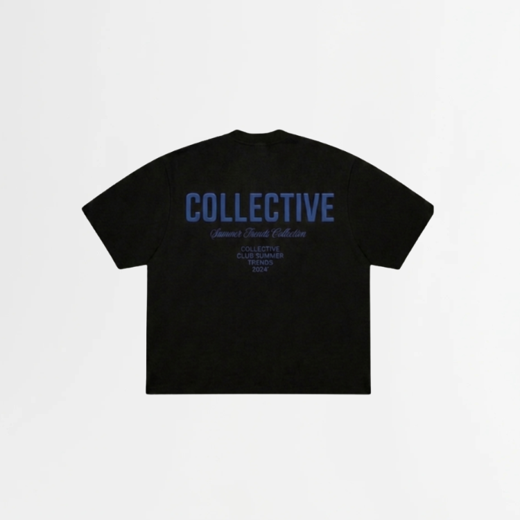 4002 T-SHIRT ZWART/BLAUW