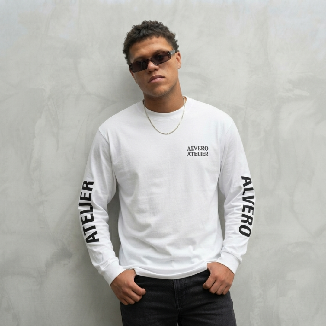 1009 LONGSLEEVE- WIT/ZWART