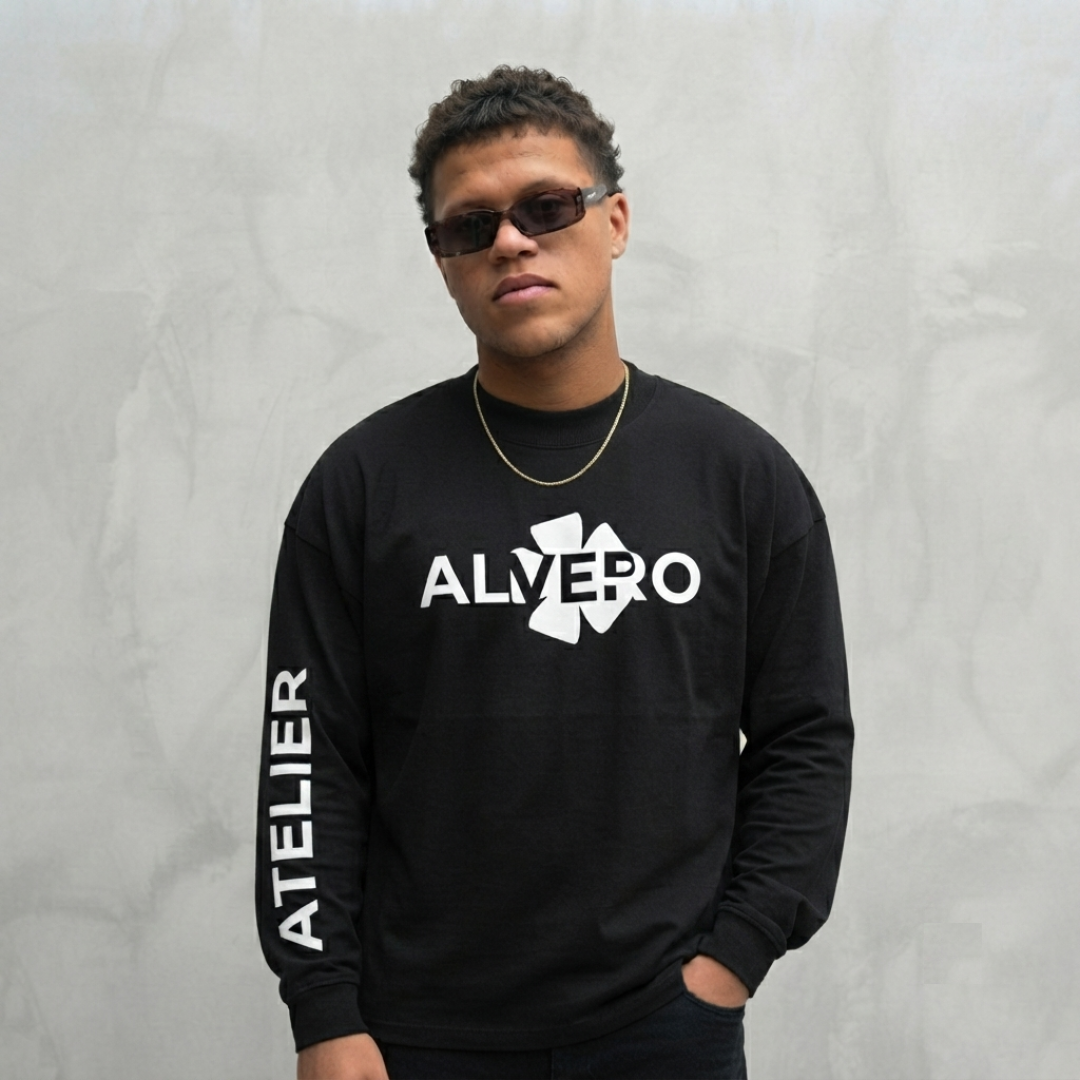 4023 LONGSLEEVE - ZWART/WIT