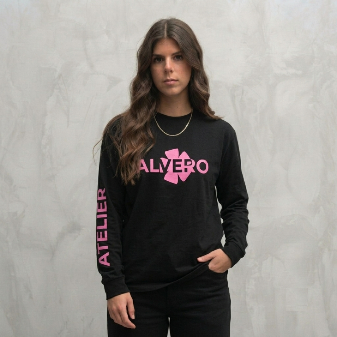4025 LONGSLEEVE - ZWART/ROZE