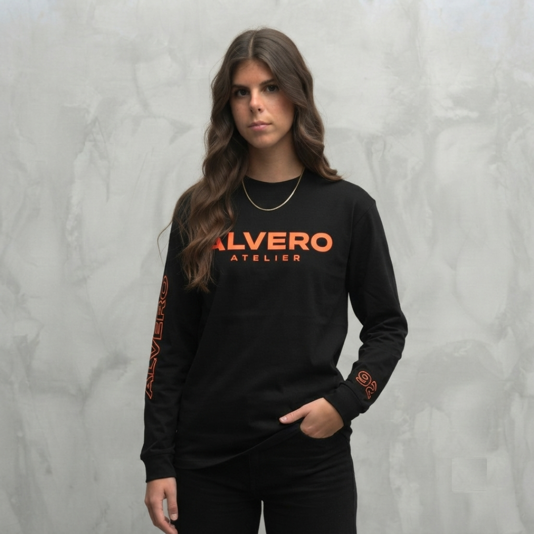 1003-1 LONGSLEEVE- ORANJE/ZWART
