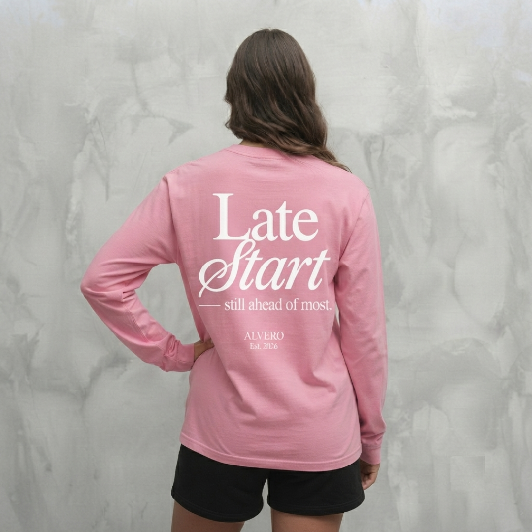 1015 LONGSLEEVE- ROZE/WIT
