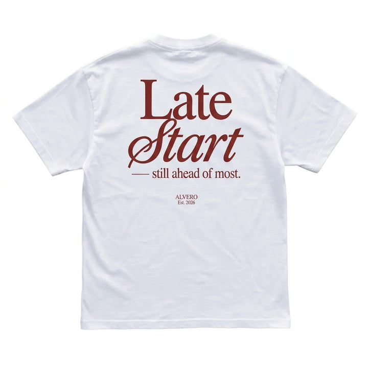3033 T-SHIRT WIT/BORDEAUX ROOD