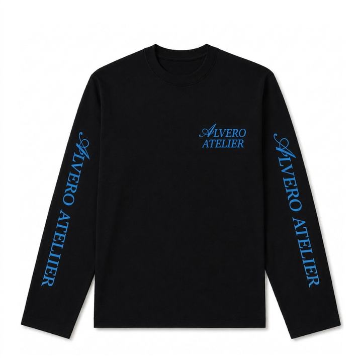 3031- LONGSLEEVE ZWART/BLAUW