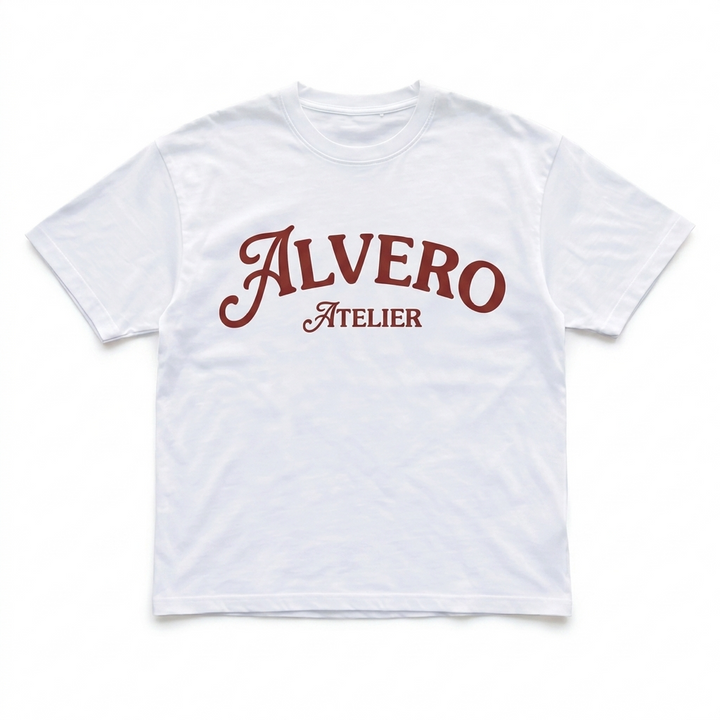 3033 T-SHIRT WIT/BORDEAUX ROOD
