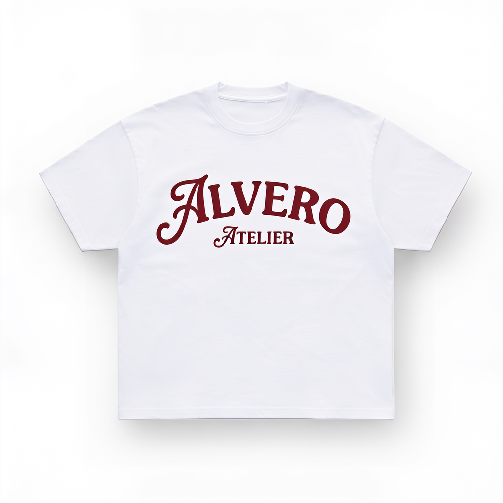3033 T-SHIRT WIT/BORDEAUX ROOD