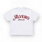 3033 T-SHIRT WIT/BORDEAUX ROOD