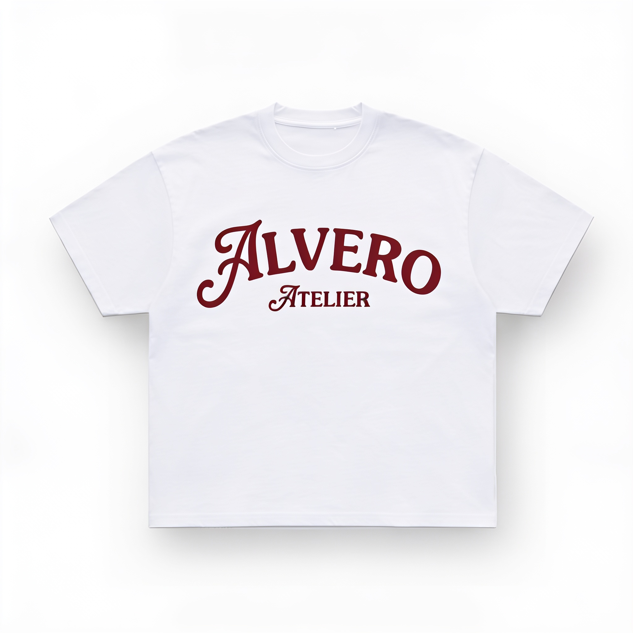 3033 T-SHIRT WIT/BORDEAUX ROOD