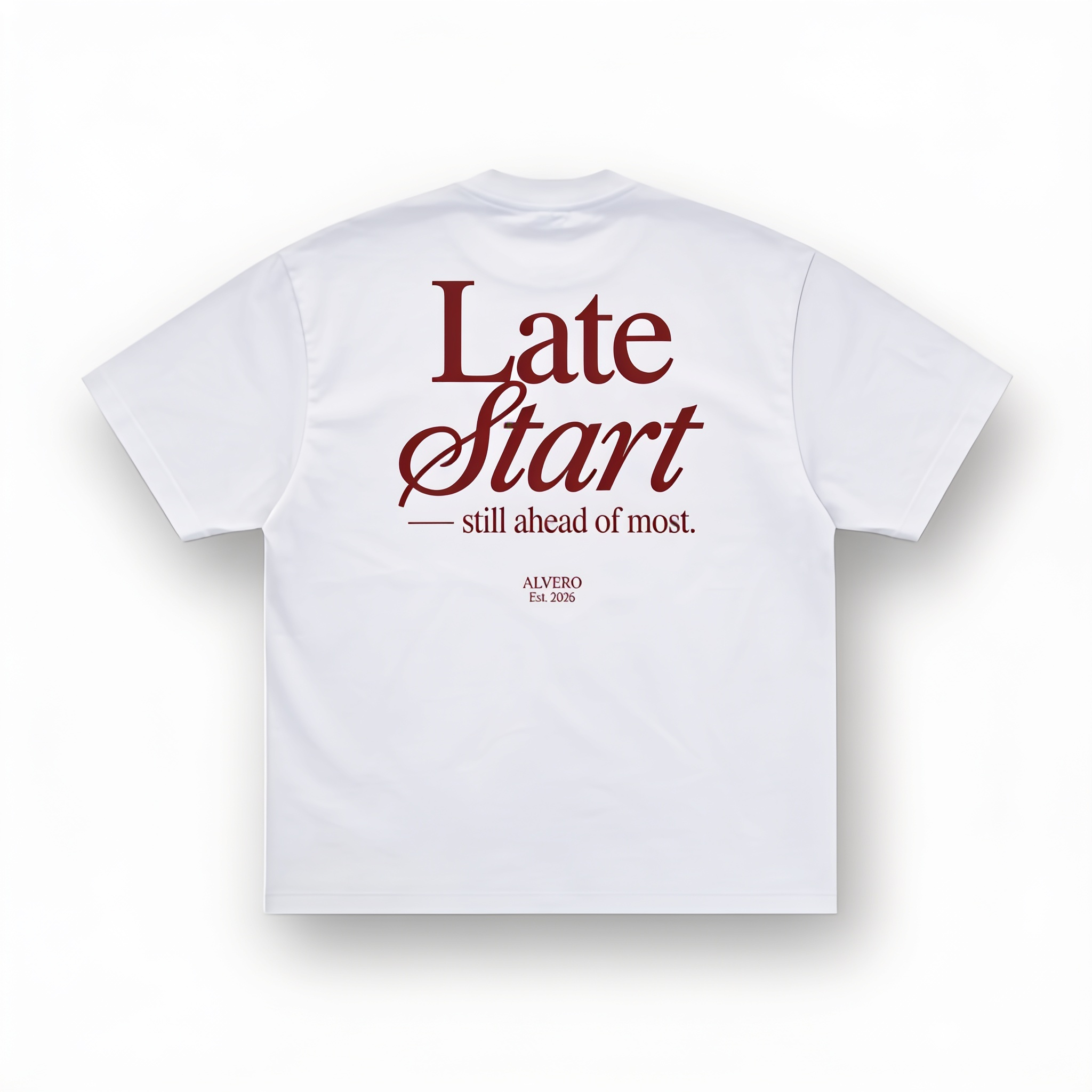 3033 T-SHIRT WIT/BORDEAUX ROOD