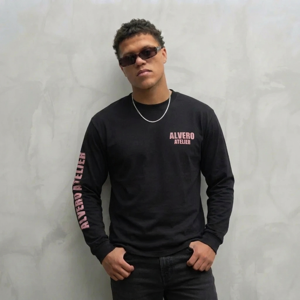 4026 LONGSLEEVE - ZWART/ROZE