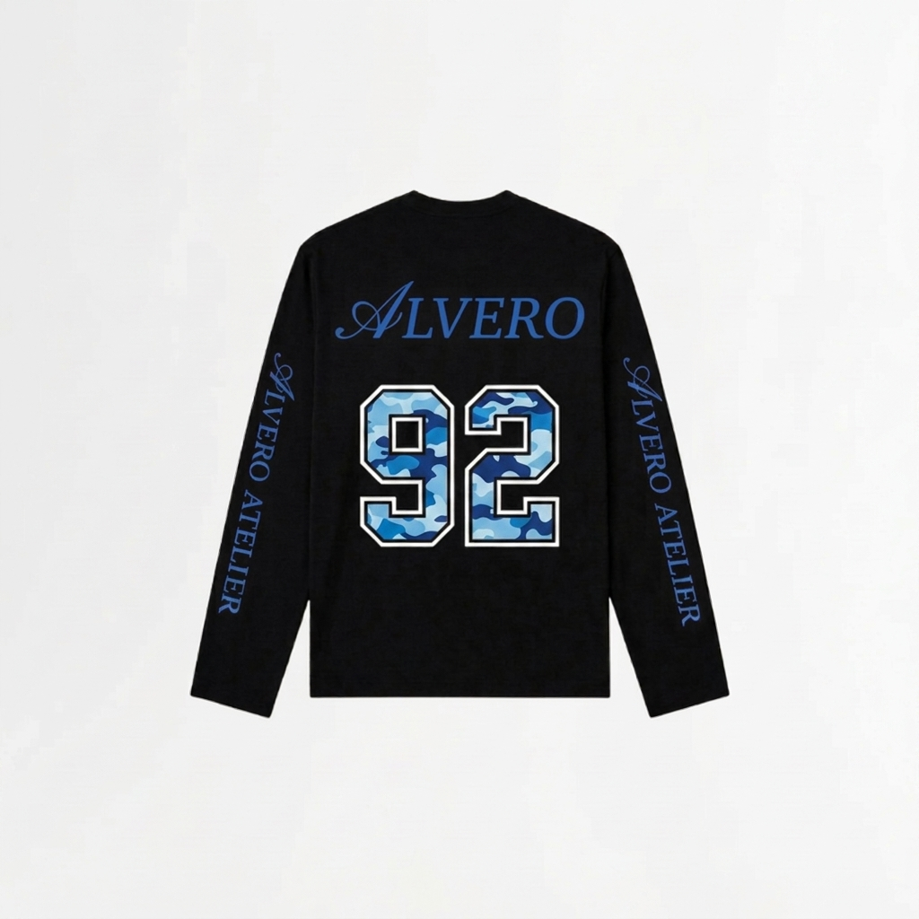 6003 LONGSLEEVE - ZWART/BLAUW