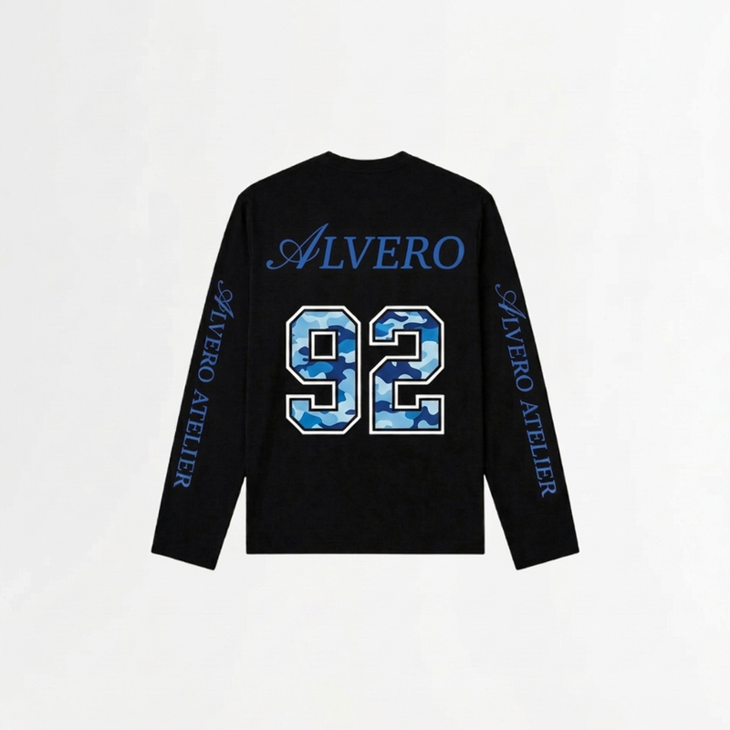 6003 LONGSLEEVE - ZWART/BLAUW