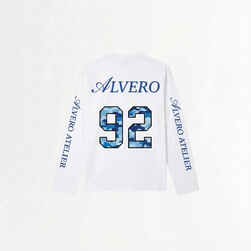 6004 LONGSLEEVE - WIT/BLAUW