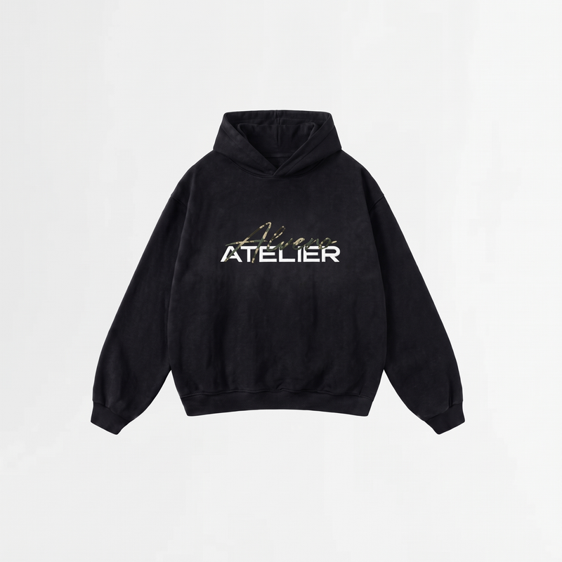6080 HOODIE ZWART/LEGERGROEN