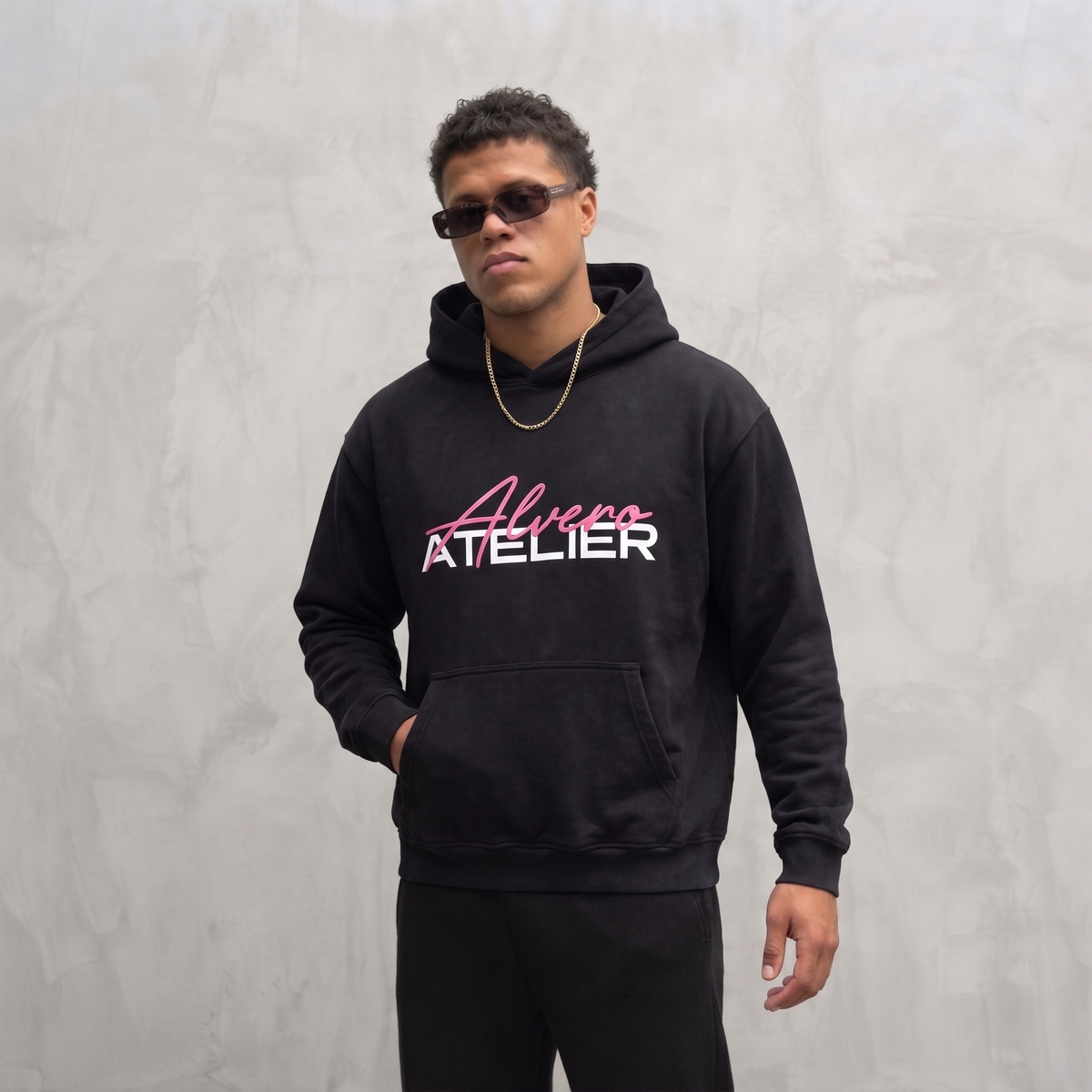 8098 HOODIE ZWART/ROZE