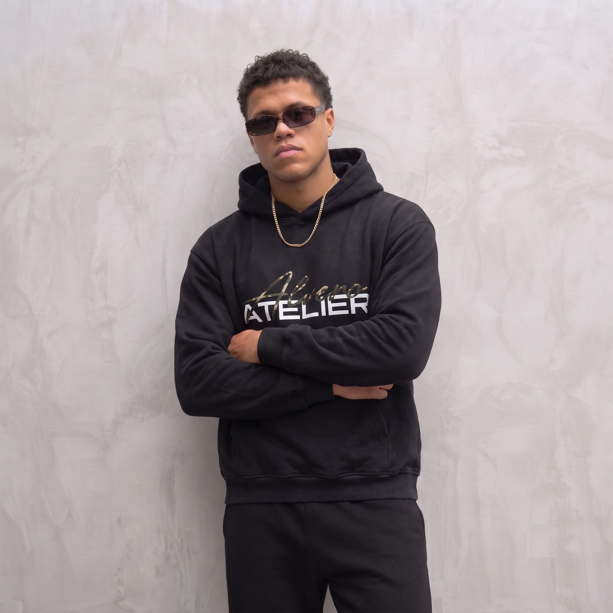 6080 HOODIE ZWART/LEGERGROEN