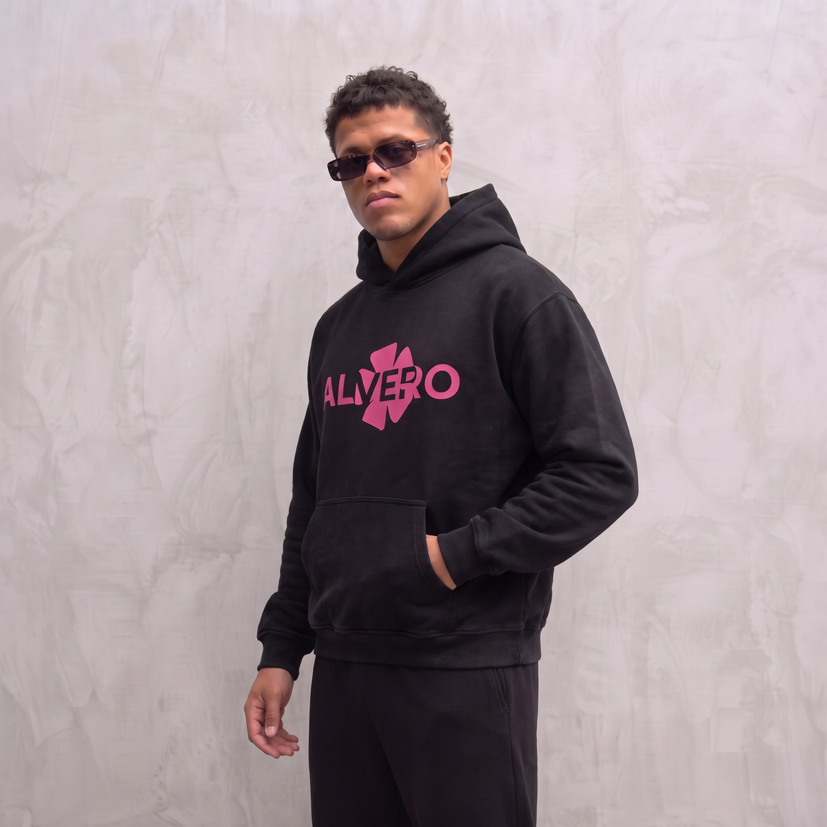 5060 HOODIE ZWART/ROZE